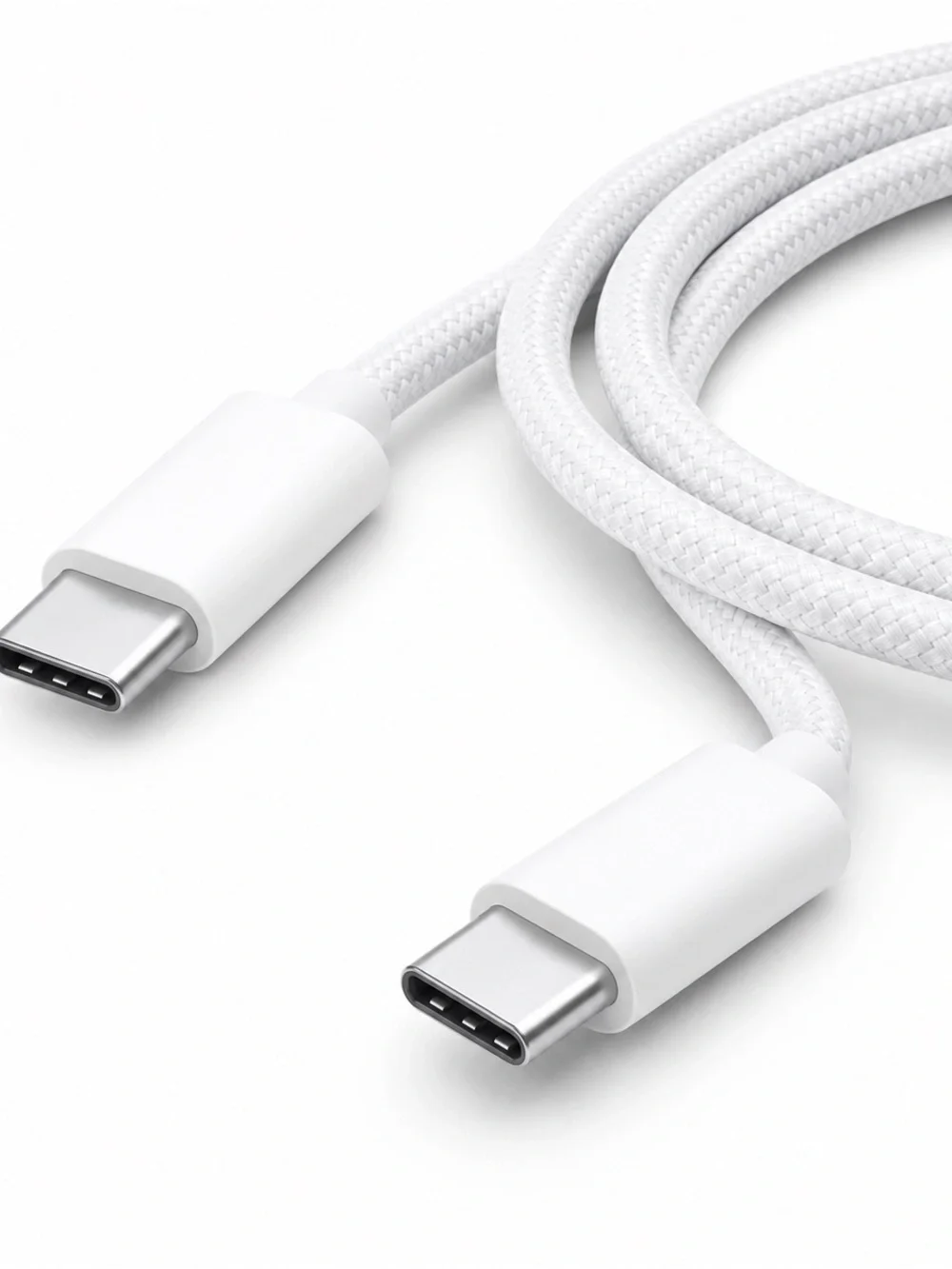 5-Pack Braided USB-C to USB-C 60W Fast Charging Cables 3.3FT White